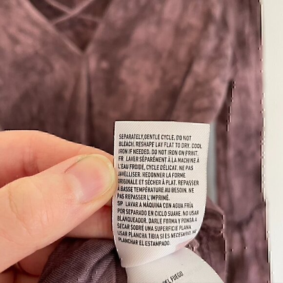 AMERICAN EAGLE Soft Sexy T Tie Dye Faux Wrap Top Purple Surplice Long Sleeve S - Picture 10 of 12